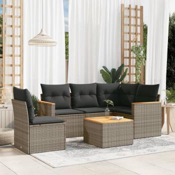 ARDEBO.de - 6-tlg. Garten-Sofagarnitur mit Kissen Grau Poly Rattan