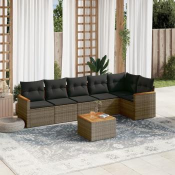 ARDEBO.de - 7-tlg. Garten-Sofagarnitur mit Kissen Grau Poly Rattan