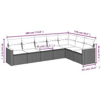 7-tlg. Garten-Sofagarnitur mit Kissen Beige Poly Rattan