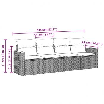 4-tlg. Garten-Sofagarnitur mit Kissen Beigemischung Poly Rattan