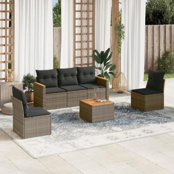 ARDEBO.de - 6-tlg. Garten-Sofagarnitur mit Kissen Grau Poly Rattan