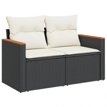 4-tlg. Garten-Sofagarnitur mit Kissen Schwarz Poly Rattan