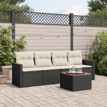 ARDEBO.de - 5-tlg. Garten-Sofagarnitur mit Kissen Schwarz Poly Rattan