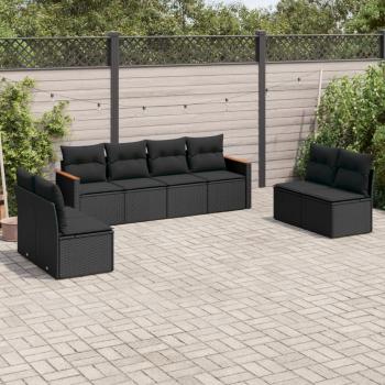 ARDEBO.de - 8-tlg. Garten-Sofagarnitur mit Kissen Schwarz Poly Rattan