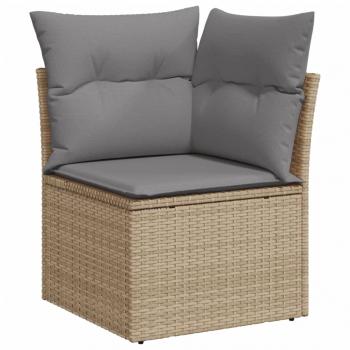 6-tlg. Garten-Sofagarnitur mit Kissen Beige Poly Rattan