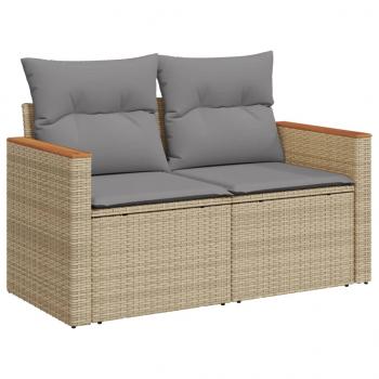 6-tlg. Garten-Sofagarnitur mit Kissen Beige Poly Rattan