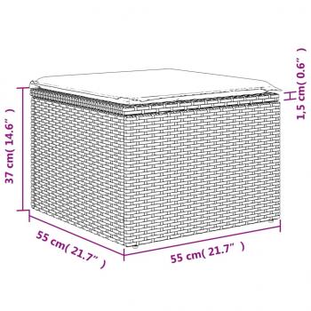 7-tlg. Garten-Sofagarnitur mit Kissen Grau Poly Rattan