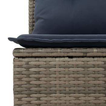 3-tlg. Garten-Sofagarnitur mit Kissen Grau Poly Rattan