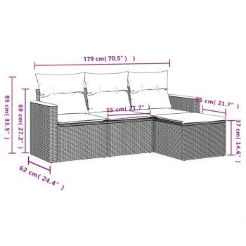 4-tlg. Garten-Sofagarnitur mit Kissen Beigemischung Poly Rattan