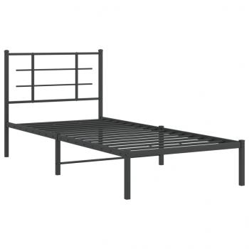 Bettgestell mit Kopfteil Metall Schwarz 90x190 cm