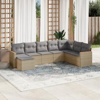 ARDEBO.de - 8-tlg. Garten-Sofagarnitur mit Kissen Beige Poly Rattan