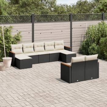 ARDEBO.de - 9-tlg. Garten-Sofagarnitur mit Kissen Schwarz Poly Rattan