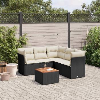 ARDEBO.de - 6-tlg. Garten-Sofagarnitur mit Kissen Schwarz Poly Rattan