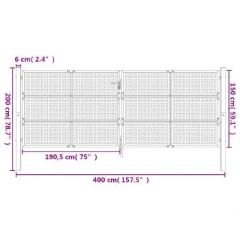 Gartentor Anthrazit 400x200 cm Stahl