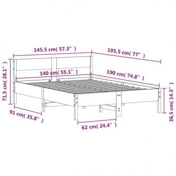 Massivholzbett ohne Matratze 140x190 cm Kiefernholz