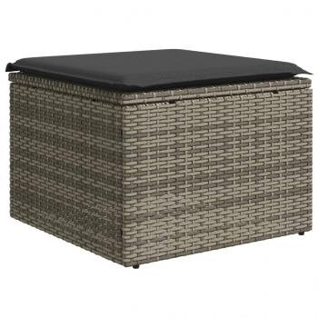 9-tlg. Garten-Sofagarnitur mit Kissen Grau Poly Rattan