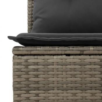 11-tlg. Garten-Sofagarnitur mit Kissen Grau Poly Rattan