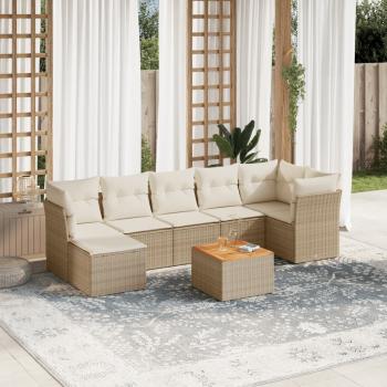 ARDEBO.de - 8-tlg. Garten-Sofagarnitur mit Kissen Beige Poly Rattan