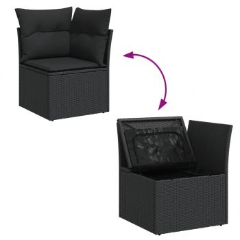 13-tlg. Garten-Sofagarnitur mit Kissen Schwarz Poly Rattan