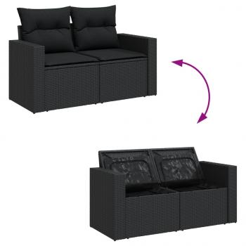 4-tlg. Garten-Sofagarnitur mit Kissen Schwarz Poly Rattan