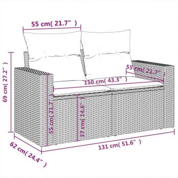 6-tlg. Garten-Sofagarnitur mit Kissen Grau Poly Rattan