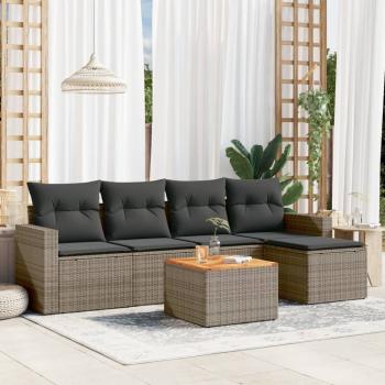 ARDEBO.de - 6-tlg. Garten-Sofagarnitur mit Kissen Grau Poly Rattan