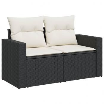 14-tlg. Garten-Sofagarnitur mit Kissen Schwarz Poly Rattan