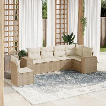 ARDEBO.de - 6-tlg. Garten-Sofagarnitur mit Kissen Beige Poly Rattan