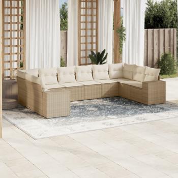 ARDEBO.de - 10-tlg. Garten-Sofagarnitur mit Kissen Beige Poly Rattan