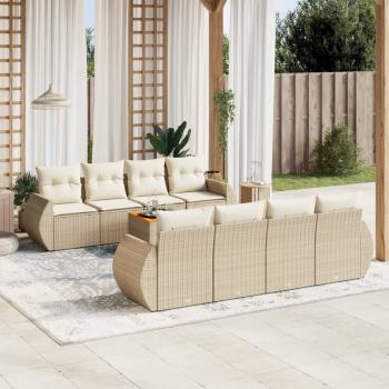 ARDEBO.de - 9-tlg. Garten-Sofagarnitur mit Kissen Beige Poly Rattan