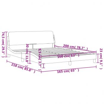 Bettgestell mit Kopfteil Dunkelbraun 160x200 cm Stoff