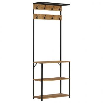 ARDEBO.de - Garderobe mit Schuhablage 68x30x182cm Raues Massivholz Mango