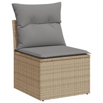 13-tlg. Garten-Sofagarnitur mit Kissen Beige Poly Rattan