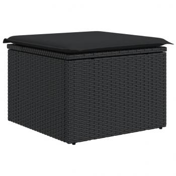 8-tlg. Garten-Sofagarnitur mit Kissen Schwarz Poly Rattan