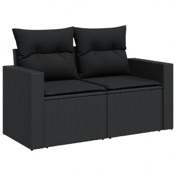 11-tlg. Garten-Sofagarnitur mit Kissen Schwarz Poly Rattan