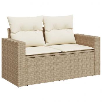 11-tlg. Garten-Sofagarnitur mit Kissen Beige Poly Rattan