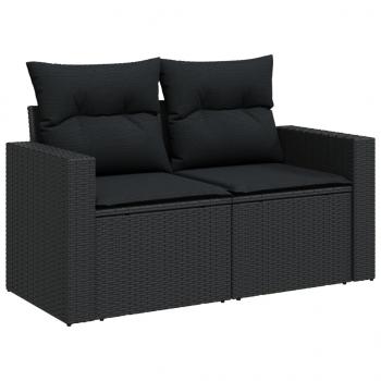 14-tlg. Garten-Sofagarnitur mit Kissen Schwarz Poly Rattan