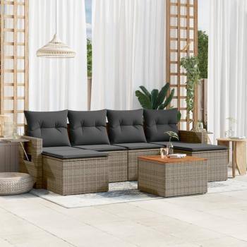 ARDEBO.de - 7-tlg. Garten-Sofagarnitur mit Kissen Grau Poly Rattan