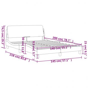 Bettgestell mit Kopfteil Dunkelbraun 140x200 cm Stoff