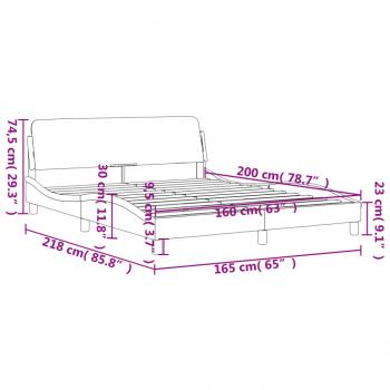 Bettgestell mit Kopfteil Schwarz 160x200 cm Stoff