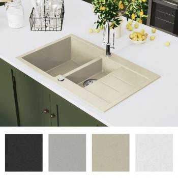 ARDEBO.de - Granitspüle Doppelbecken Beige