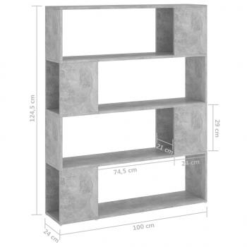 Bücherregal Raumteiler Betongrau 100x24x124 cm