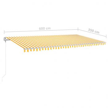 Standmarkise Manuell Einziehbar 600x350 cm Gelb/Weiß