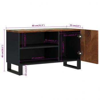 TV-Schrank 80x33x46 cm Altholz Massiv & Holzwerkstoff