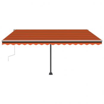 Markise Manuell Einziehbar mit LED 450x350 cm Orange und Braun