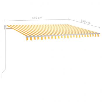 Markise Manuell Einziehbar mit LED 4,5x3,5 m Gelb und Weiß