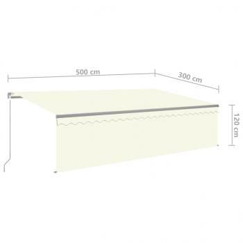 Markise Manuell Einziehbar mit Rollo & LED 5x3 m Creme