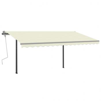 Markise Manuell Einziehbar mit Pfosten 4x3,5 m Creme