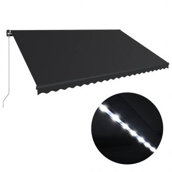 Markise Manuell Einziehbar mit LED 500x300 cm Anthrazit