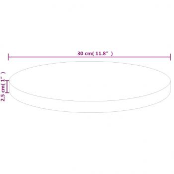 Runde Tischplatte Ø30x2,5 cm Unbehandeltes Massivholz Eiche